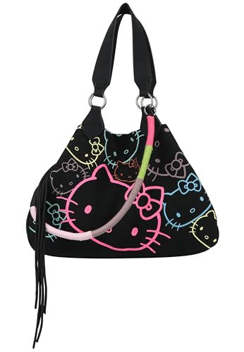 Fritzi aus Preussen Damen Hello Kitty Fritzi Izzy Medium Outline Canvas Black Cat Shopper von Fritzi aus Preussen