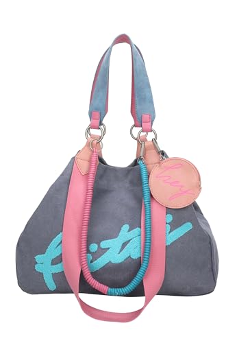 Fritzi aus Preussen Damen Izzy Medium Flocked Canvas Blue Shell Shopper von Fritzi aus Preussen