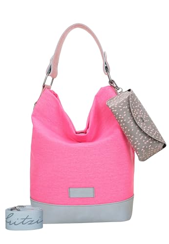 Fritzi aus Preussen Damen Izzy07 Olga Canvas Neon Pink Hobo von Fritzi aus Preussen