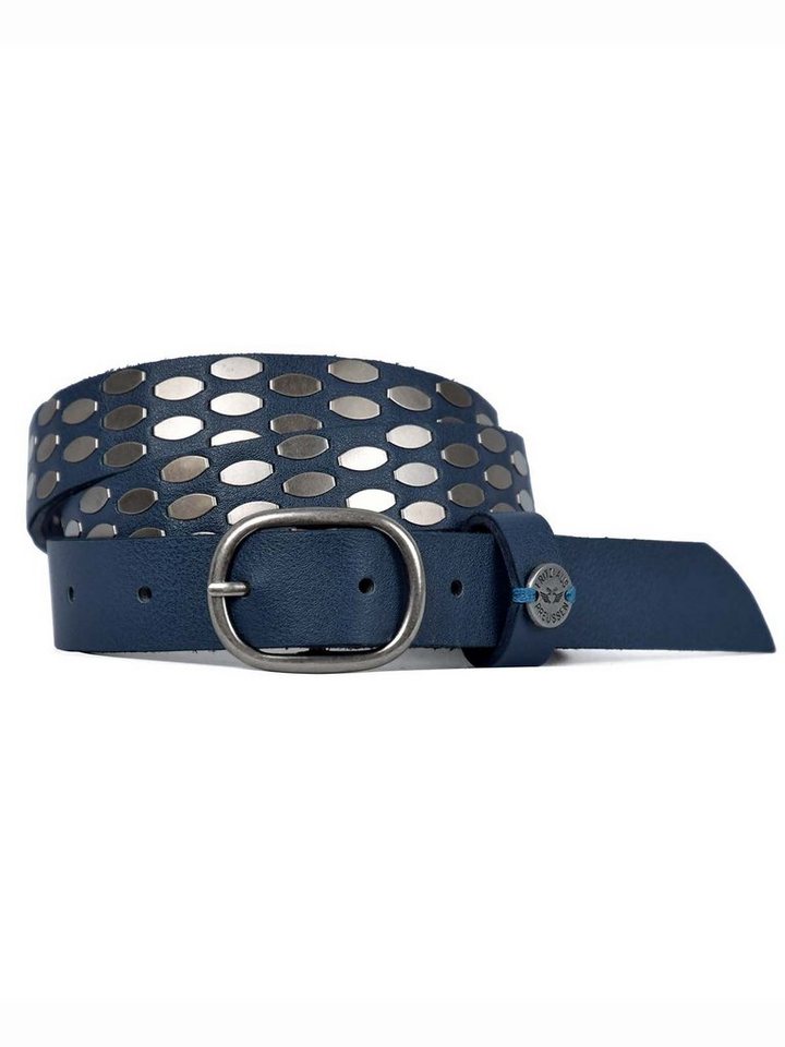 Fritzi aus Preußen Synthetikgürtel Fritzi-Damen-Gürtel Belt ARIA Nieten 2,4 cm Dorn 0146 Navy BW 95 von Fritzi aus Preußen