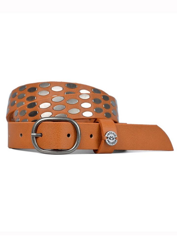 Fritzi aus Preußen Synthetikgürtel Fritzi-Damen-Gürtel Belt ARIA Nieten 2,4 cm Dorn 0055 Cognac BW 95 von Fritzi aus Preußen