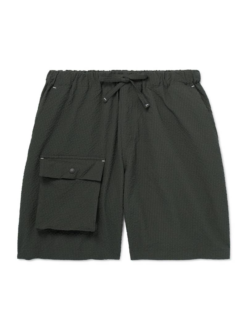 FrizmWORKS - Comfortable Banding Straight-Leg Seersucker Drawstring Cargo Shorts - Men - Gray - L von FrizmWORKS