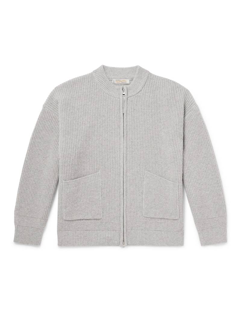 FrizmWORKS - Deck Ribbed Wool-Blend Zip-Up Cardigan - Men - Gray - L von FrizmWORKS