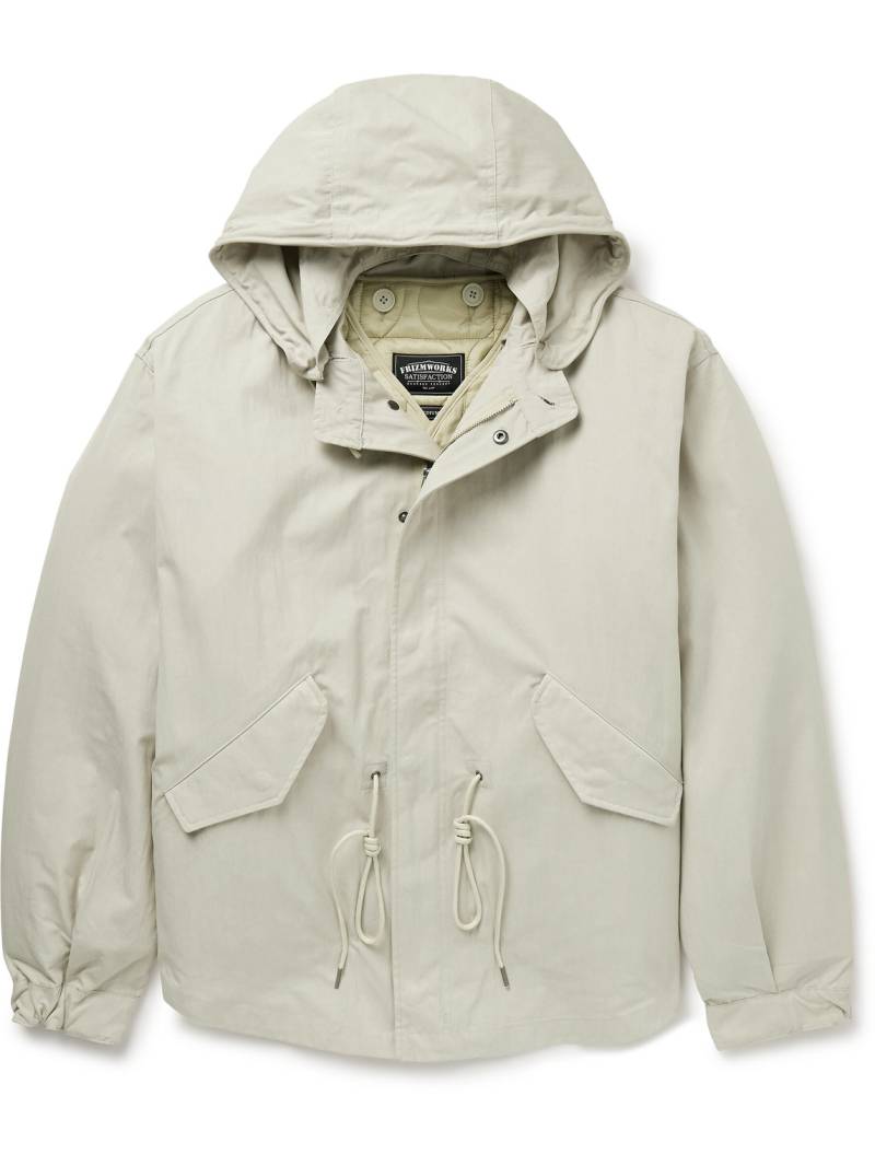 FrizmWORKS - Oscar Convertible Cotton and Nylon-Blend Twill Hooded Jacket with Ripstop Liner - Men - Neutrals - L von FrizmWORKS