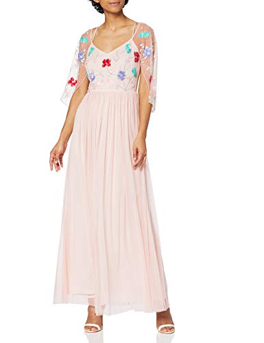 Frock and Frill Damen Embroidered Maxi Dress Cocktailkleid, Blush, 38 von Frock and Frill