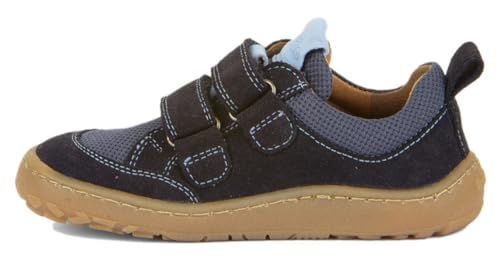 Froddo Barfußschuhe/Sneaker mit Klett, Velours Leder + Mesh - Farb Auswahl G3130246 (Dark Blue, EU Schuhgrößensystem, Grundschulkind, Numerisch, M, 34) von Froddo