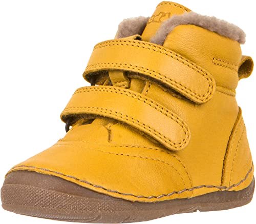 Froddo Kinder Stiefel G2110100 Unisex Kleinkind Leder Klettverschluss Schafwolle Atmungsaktiv Elastisch Flexibel Gefüttert Warm Winter Gelb (Yellow) Größe 20 EU von Froddo