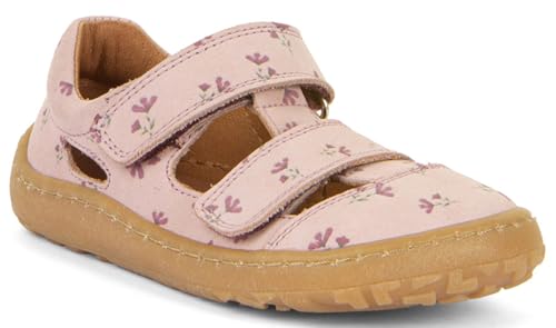Froddo Halbsandale/Barfußschuhe mit Doppelklett aus Leder G3150266 (Flowers auf Rosa, EU Schuhgrößensystem, Grundschulkind, Numerisch, M, 28) von Froddo