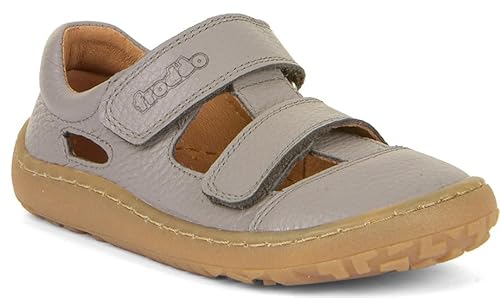 Froddo Halbsandale/Barfußschuhe mit Doppelklett in Hellgrau aus Leder G3150266-4 (Light Grey, EU Schuhgrößensystem, Grundschulkind, Numerisch, M, 26) von Froddo