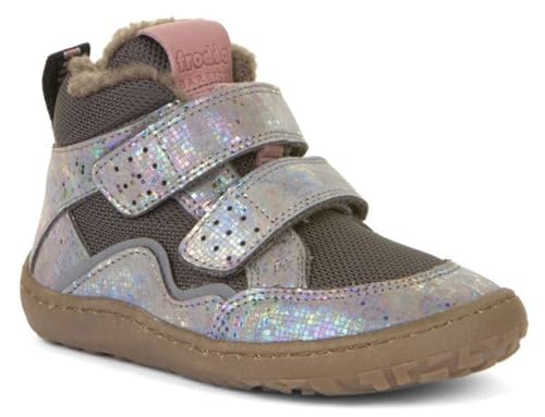 Froddo Knöchelhohe Barfußschuhe in Silber Grau Glitzerecken mit Schurwollfutter G3110203 (EU Schuhgrößensystem, Grundschulkind, Numerisch, M, 34) von Froddo