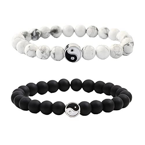 Yin Yang Halskette Armband Set für Paar Damen Herren Bff Halskette Anhänger Armbänder für 2, Kupfer, Autre von Frodete
