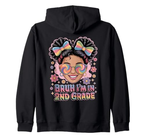 Bruh Im In 2nd Grade Mädchen Regenbogen Sonnenbrille Schule Kapuzenjacke von Fröhliche Blumen Schleife Zweitklässler Schülerin