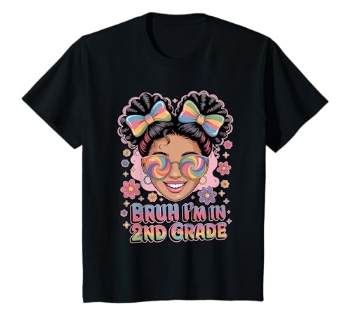 Bruh Im In 2nd Grade Mädchen Regenbogen Sonnenbrille Schule T-Shirt von Fröhliche Blumen Schleife Zweitklässler Schülerin