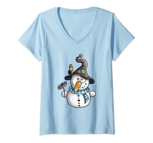 Damen Happy Schneemann I Fun Weihnachtsmotiv Wintermotiv T-Shirt mit V-Ausschnitt Damen Happy Schneemann I Fun Weihnachtsmotiv Wintermotiv T-Shirt mit V-Ausschnitt von Fröhliche Weihnachten T-Shirts & Geschenke