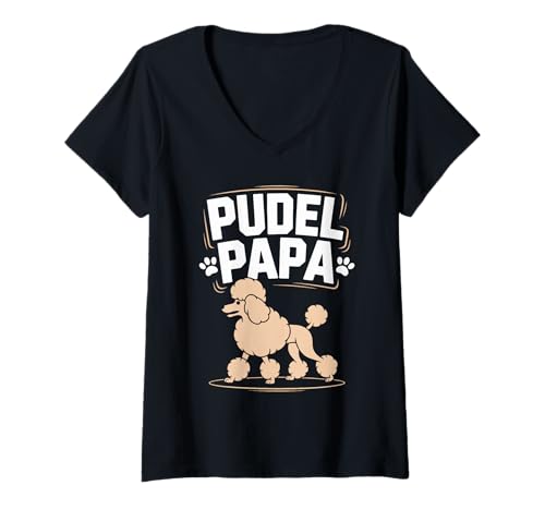 Damen Pudel Papa Lustiges Retro Hundemotiv T-Shirt mit V-Ausschnitt Damen Pudel Papa Lustiges Retro Hundemotiv T-Shirt mit V-Ausschnitt von Fröhlicher Hundeliebhaber Pudel Fan
