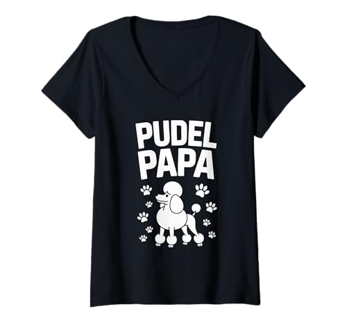 Damen Pudel Papa Lustiges Retro Hundemotiv T-Shirt mit V-Ausschnitt Damen Pudel Papa Lustiges Retro Hundemotiv T-Shirt mit V-Ausschnitt von Fröhlicher Hundeliebhaber Pudel Fan