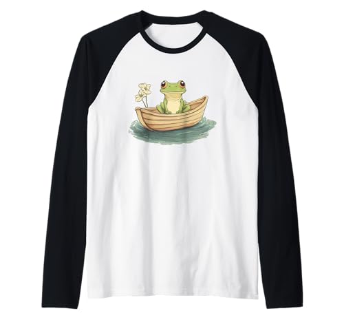Lustiger Frosch mit Boot Kostüm für Erwachsene und Kinder Raglan von Frog Boat