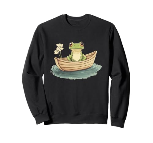 Lustiger Frosch mit Boot Kostüm für Erwachsene und Kinder Sweatshirt von Frog Boat
