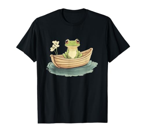 Lustiger Frosch mit Boot Kostüm für Erwachsene und Kinder T-Shirt von Frog Boat