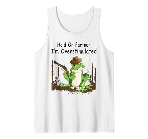 Herren Moment, Partner, ich Bin EIN überstimulierter Cowboyfrosch Tank Top Herren Moment, Partner, ich Bin EIN überstimulierter Cowboyfrosch Tank Top von Frog Cowboy Meme Shirts