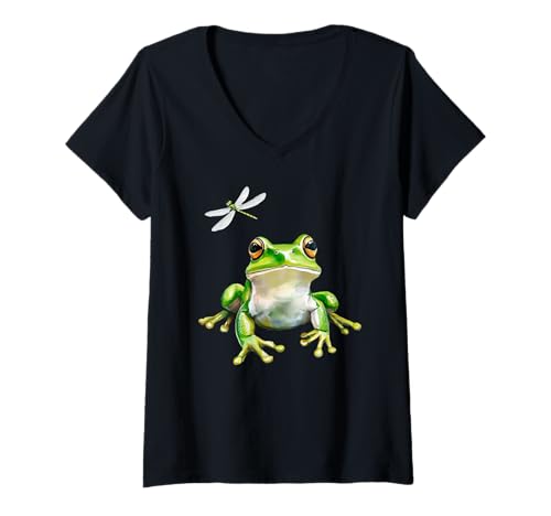 Damen Amphibian – lustiger süßer Frosch – Frosch-Merch – Froschliebhaber T-Shirt mit V-Ausschnitt Damen Amphibian – lustiger süßer Frosch – Frosch-Merch – Froschliebhaber T-Shirt mit V-Ausschnitt von Frog - Funny Cute Frog - Frog Merch - Frog Lover