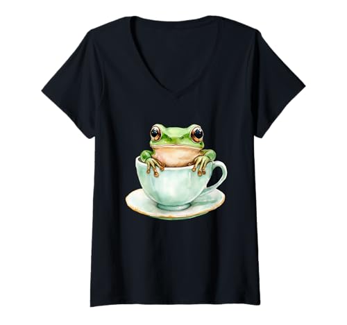 Damen Frosch – Amphibien – lustiger süßer Frosch – Frosch-Merch – Froschliebhaber T-Shirt mit V-Ausschnitt Damen Frosch – Amphibien – lustiger süßer Frosch – Frosch-Merch – Froschliebhaber T-Shirt mit V-Ausschnitt von Frog - Funny Cute Frog - Frog Merch - Frog Lover