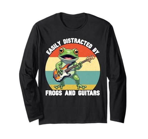 Leicht abgelenkt von Fröschen und Gitarren Grafik Kinder Teens Langarmshirt Leicht abgelenkt von Fröschen und Gitarren Grafik Kinder Teens Langarmshirt von Frog Guitar Lover Graphic for Boys Men Kids