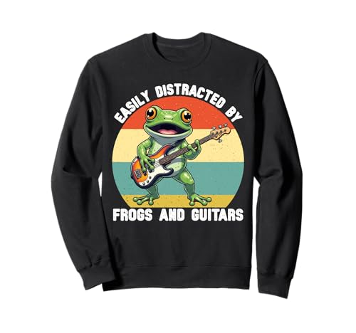 Leicht abgelenkt von Fröschen und Gitarren Grafik Kinder Teens Sweatshirt von Frog Guitar Lover Graphic for Boys Men Kids