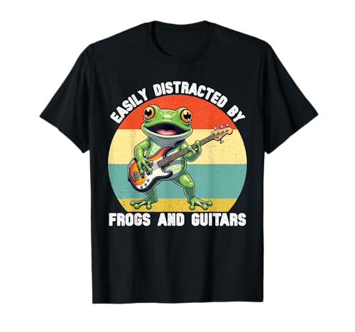 Leicht abgelenkt von Fröschen und Gitarren Grafik Kinder Teens T-Shirt Leicht abgelenkt von Fröschen und Gitarren Grafik Kinder Teens T-Shirt von Frog Guitar Lover Graphic for Boys Men Kids