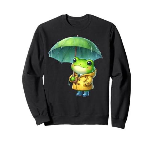 Frosch mit Regenschirm Regenmantel Regenstiefel Amphibien süßer Frosch Sweatshirt von Frog Lover Tees NYC
