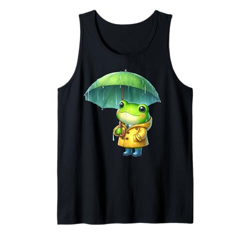 Frosch mit Regenschirm Regenmantel Regenstiefel Amphibien süßer Frosch Tank Top von Frog Lover Tees NYC