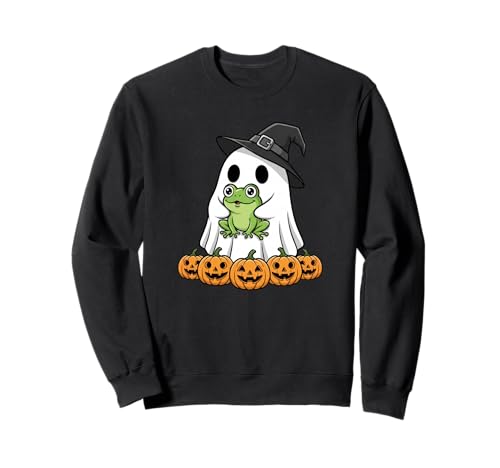 Lustiger Geisterfrosch Kürbis Halloween Kinder Herren Damen Sweatshirt von Frog Lovers Cute Halloween Outfits for Boy Girl