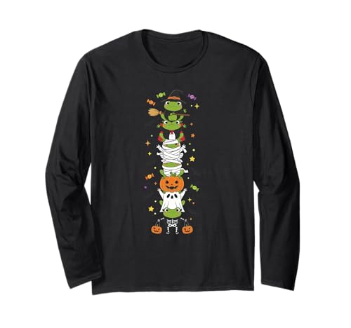 Lustiger Frosch Hexe Vampir Geist Halloween Kinder Herren Damen Langarmshirt Lustiger Frosch Hexe Vampir Geist Halloween Kinder Herren Damen Langarmshirt von Frog Lovers Halloween Skeleton Mummy Outfits