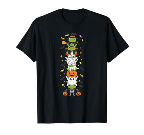 Lustiger Frosch Hexe Vampir Geist Halloween Kinder Herren Damen T-Shirt von Frog Lovers Halloween Skeleton Mummy Outfits