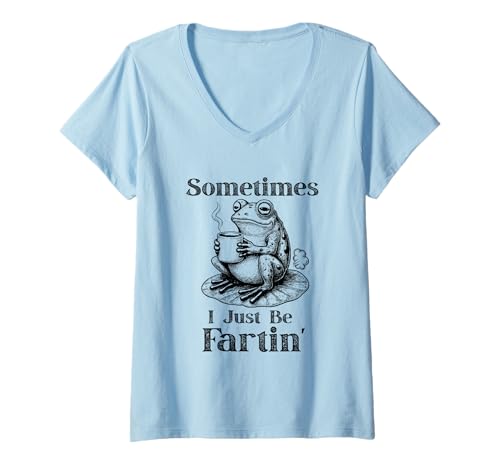 Damen Sometimes I Just-Be Fartin' Frog Meme Retro Vintage T-Shirt mit V-Ausschnitt Damen Sometimes I Just-Be Fartin' Frog Meme Retro Vintage T-Shirt mit V-Ausschnitt von Frog Meme Unhinged Weirdcore I Just-Be Fartin Tee