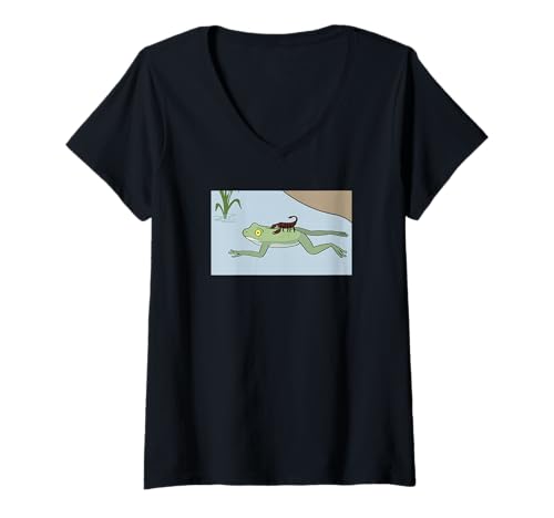 Damen Scorpion and The Frog Meme T-Shirt mit V-Ausschnitt Damen Scorpion and The Frog Meme T-Shirt mit V-Ausschnitt von Frog Memes