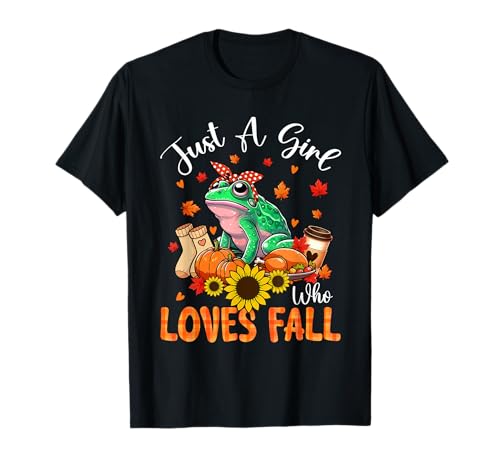 A Girl Loves Fall Thanksgiving Signs Frog Bow Tie Autumn T-Shirt A Girl Loves Fall Thanksgiving Signs Frog Bow Tie Autumn T-Shirt von Frog Thanksgiving Costume