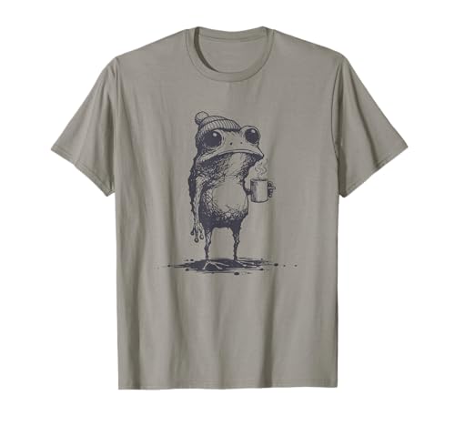 Lustiger mürrischer Frosch trinkt Kaffee Kröte Design Männer Frauen T-Shirt Lustiger mürrischer Frosch trinkt Kaffee Kröte Design Männer Frauen T-Shirt von Frog Themed Graphics