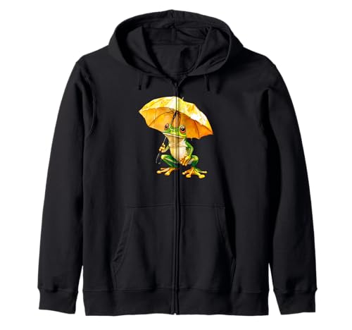 Lustiger Frosch mit Regenschirm – niedliche Amphibien – Froschliebhaber Kapuzenjacke von Frog with an Umbrella - Funny Cute Frog