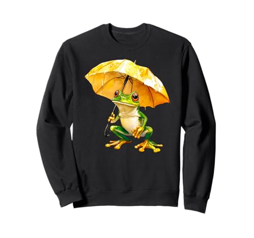 Lustiger Frosch mit Regenschirm – niedliche Amphibien – Froschliebhaber Sweatshirt von Frog with an Umbrella - Funny Cute Frog
