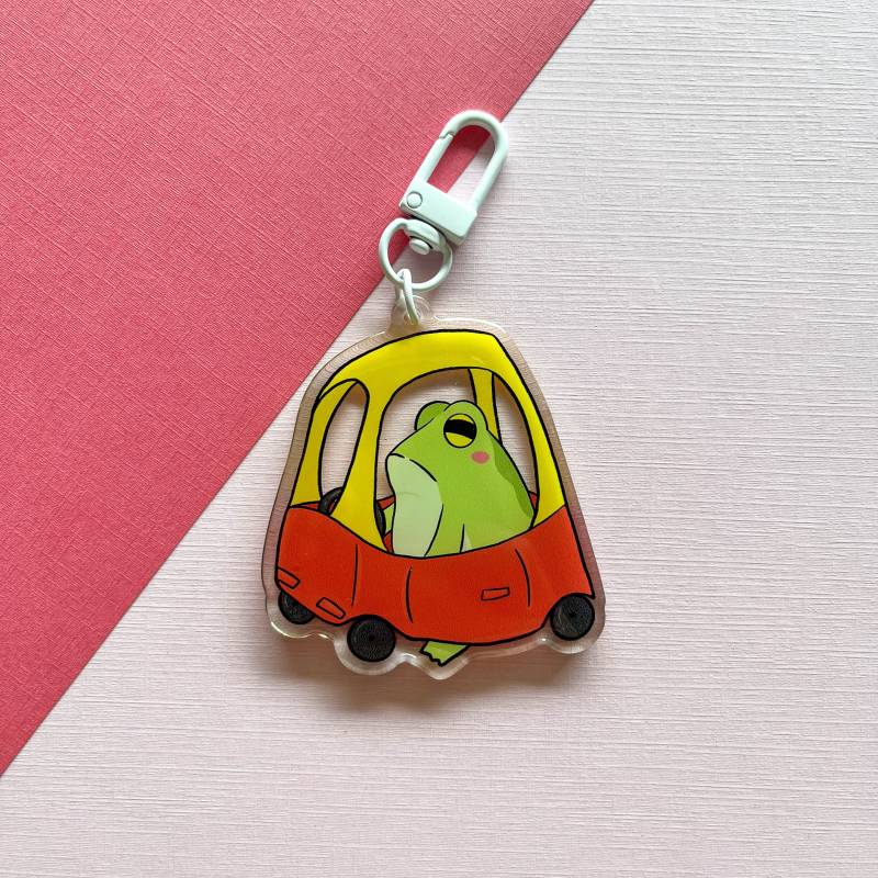Kiddie Auto Frosch Keychain | Süßer Acryl Schlüsselbund Kindheit von FrogBlobs