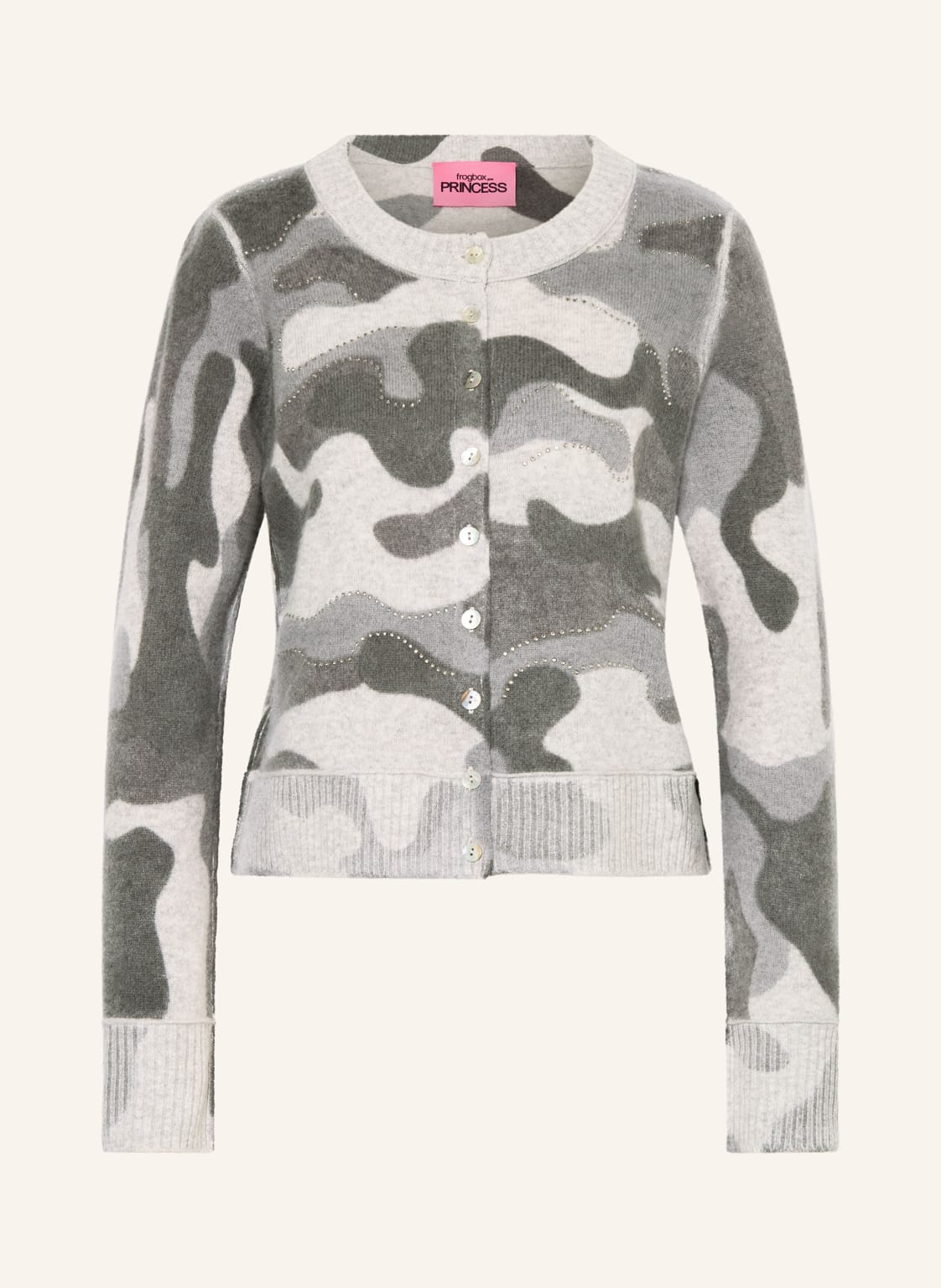 Frogbox Strickjacke Mit Schmucksteinen grau von FrogBox