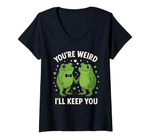 Damen Du bist komisch, ich werde Dich lustig halten Froschliebhaber T-Shirt mit V-Ausschnitt Damen Du bist komisch, ich werde Dich lustig halten Froschliebhaber T-Shirt mit V-Ausschnitt von Frogcore Frog Lover Designs