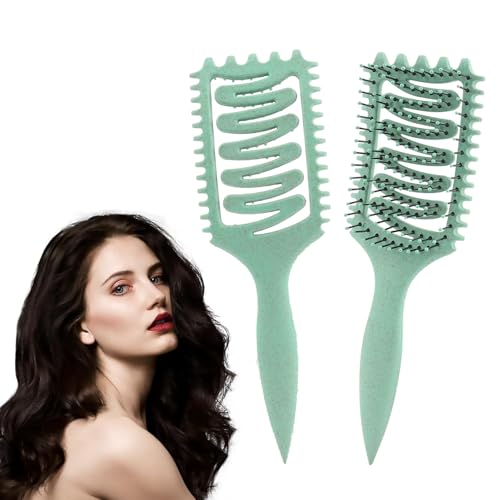 Frogetu Curly Hair Brush,Lockenbürste,Haarbürste Locken Styling,Wildschweinborsten Haarbürste,Haarbürste zum Entwirren für Frauen,Haarbürste Ohne Ziepen,Locken Detangler Bürste von Frogetu