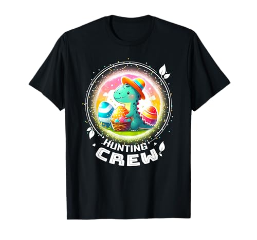 Frauen Osterhemd passender Familien -Osterei -Jagd -Crew T-Shirt von Frohe Ostern Dino Osteroutfits Osterhemden