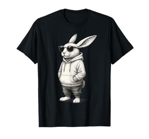Hasengesicht mit Sonnenbrille Ostertag für Männer Kinder T-Shirt von Frohe Ostern Hase Kaninchen Männer Jungen Kinder