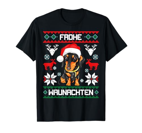 Dackel Frohe Waunachten Weihnachten Hund Dachshund Teckel T-Shirt Dackel Frohe Waunachten Weihnachten Hund Dachshund Teckel T-Shirt von Frohe Waunachten Hunde T-Shirts
