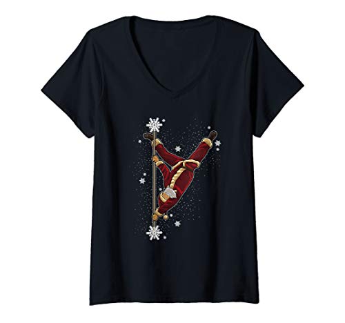Damen Pole Dance Weinachtsmann - Pole Fitness in Weihnachtszeit T-Shirt mit V-Ausschnitt Damen Pole Dance Weinachtsmann - Pole Fitness in Weihnachtszeit T-Shirt mit V-Ausschnitt von Frohe Weihnachten Geschenkidee