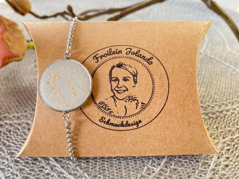 Armband Beton Aus Silber Edelstahl Mit Blattgold | 24 Karat, Größenverstellbarer Armschmuck, Betonschmuck Geschenk Freundin von FroileinJolanda