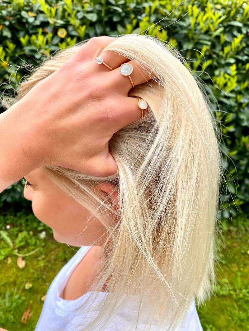 Beton Ring Rosegold Edelstahl Mit 24 Karat Blattgold Größenverstellbar, Boho Ethno von FroileinJolanda